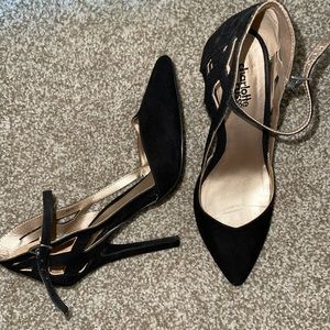 Pointed toe heels with ankle strap